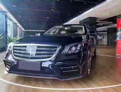 Carbon Fiber Front Bumper Lip Spoiler W/ Splitters - Mercedes Benz S Class W222.