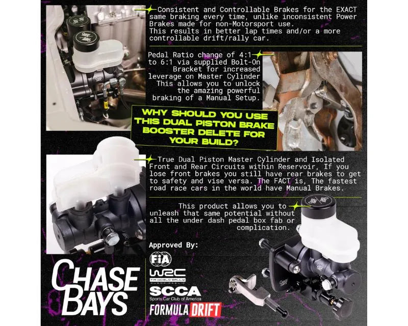 Chase Bays Dual Piston Brake Booster Delete with 6:1 Pedal Ratio Bolt-On Honda | Nissan | Mazda | Mitsubishi.
