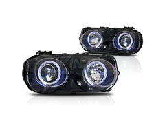 Winjet Black Clear Halo Projector Headlight Acura Integra 1994-1997.