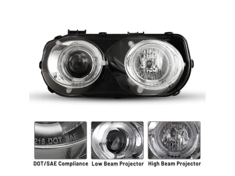 Winjet Chrome/Clear Halo Projector Head Lights Acura Integra 1994-1997.