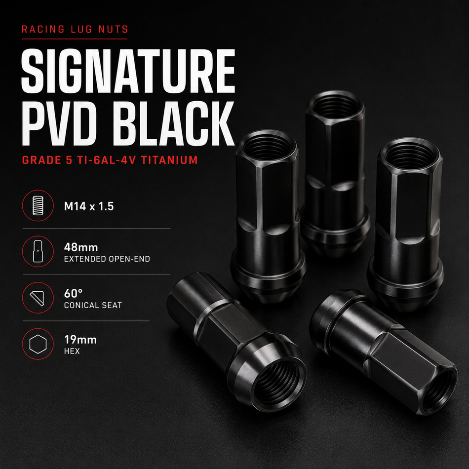 SBX Signature PVD Black Grade 5 Titanium Racing Lug Nuts - M14 x 1.5