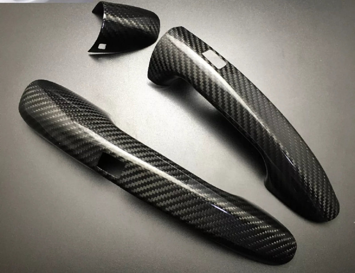 Real Dry Carbon Fiber Keyless Sensor Door Handle Cover Fits 16-21 R190 GT C S R.