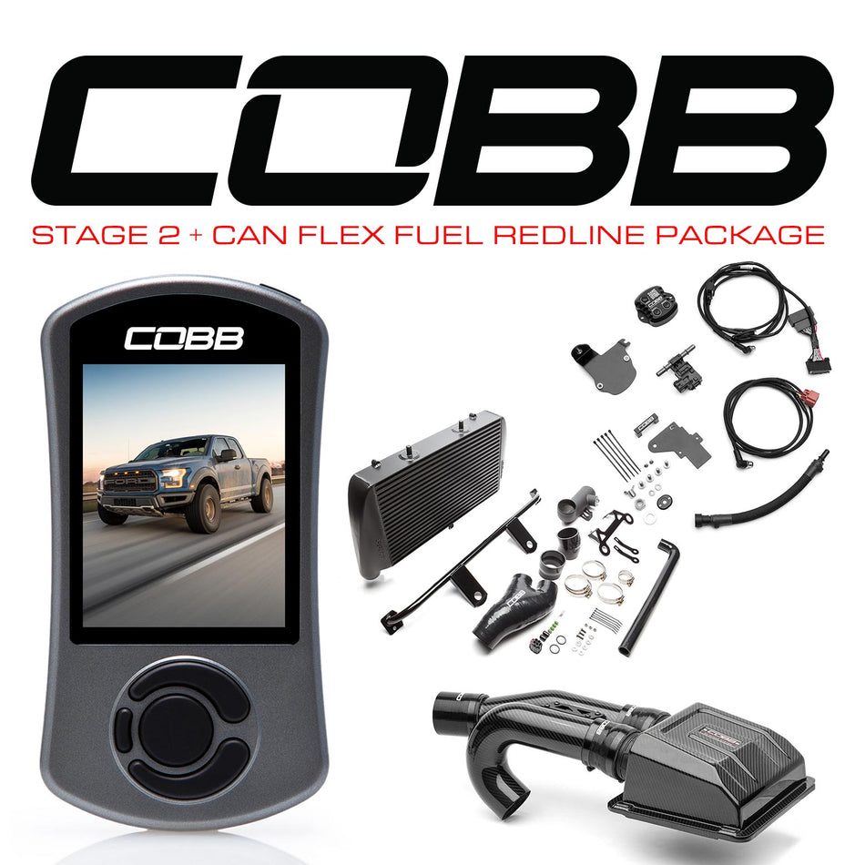 Cobb 17-20 Ford F-150 Ecoboost Raptor Stage 2+ CAN Flex Fuel Redline CF Power Package - Black