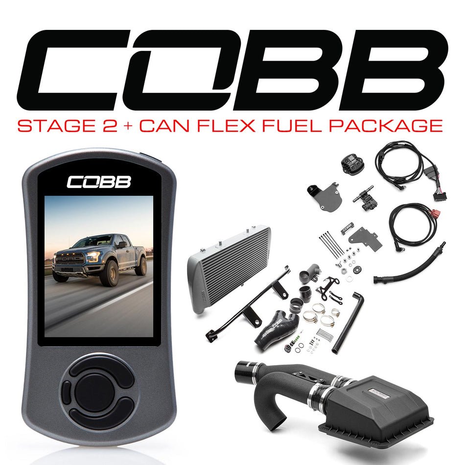 Cobb 17-20 Ford F-150 Ecoboost Raptor Stage 2+ CAN Flex Fuel Power Package - Silver