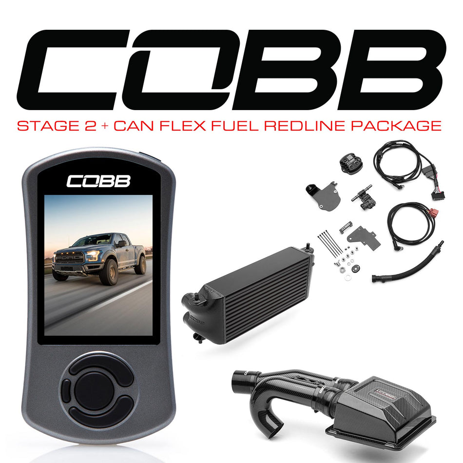 Cobb 17-20 Ford F-150 Ecoboost Raptor Stg2+ CAN Flex Fuel Redline CF Power Pkg (OE Loc I/C) - Silver