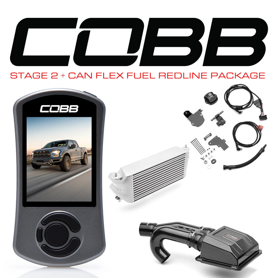 Cobb 17-20 Ford F-150 Ecoboost Raptor Stg2+ CAN Flex Fuel Redline CF Power Pkg (OE Loc I/C) - Silver