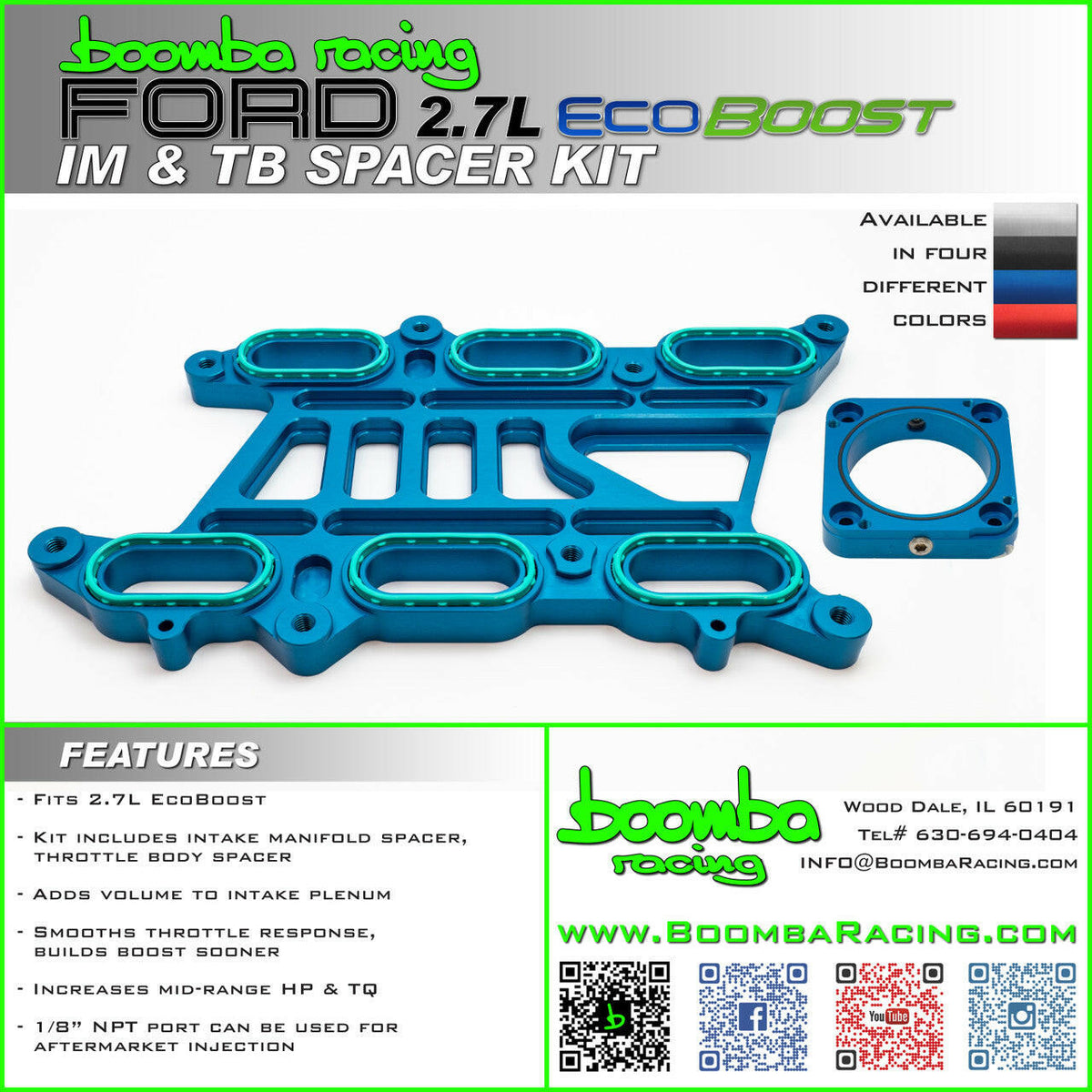FORD 2.7L ECOBOOST THROTTLE BODY AND INTAKE MANIFOLD SPACER KIT.