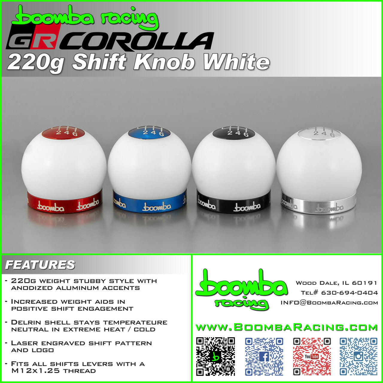 GR Corolla 220G Weighted Shift Knob White.