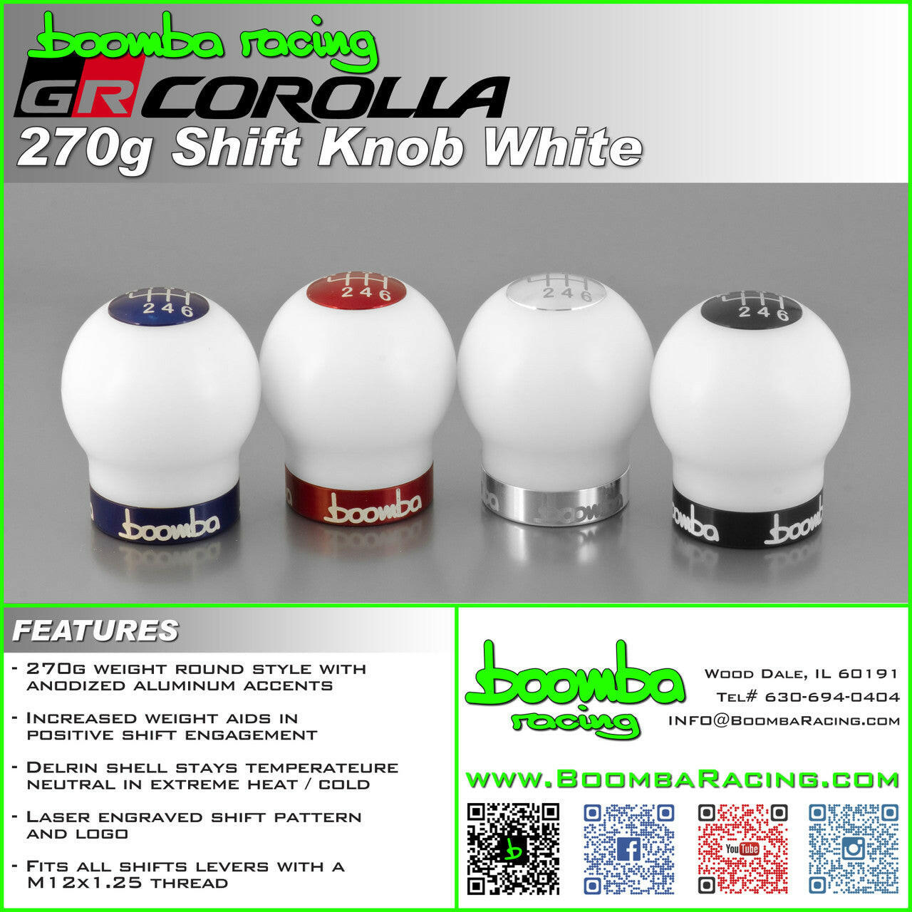 GR Corolla 270G Weighted Shift Knob White.