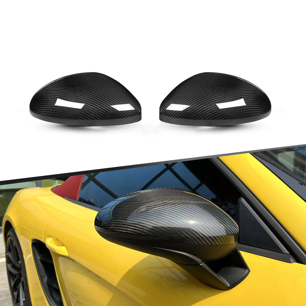 Dry Carbon Fiber Mirror Caps For Porsche 718 Cayman Boxster 2016-2021.