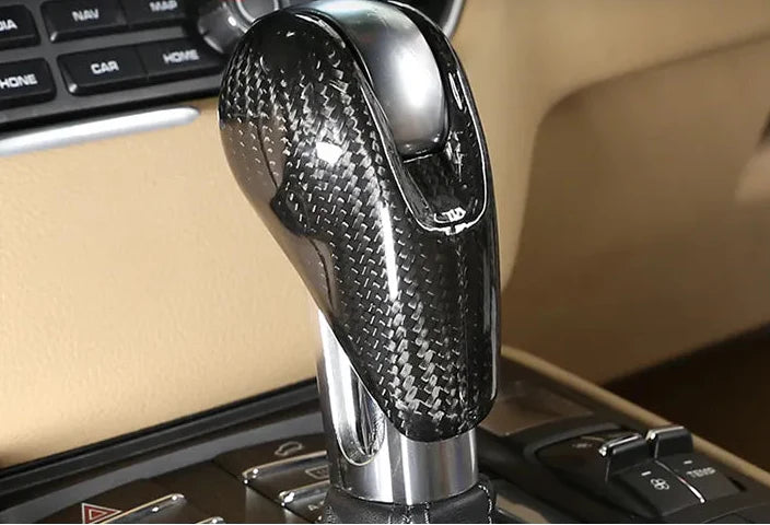 Carbon Fiber Gear Shift Knob Cover - Porsche Macan Cayman Panamera 718 911 Boxster.