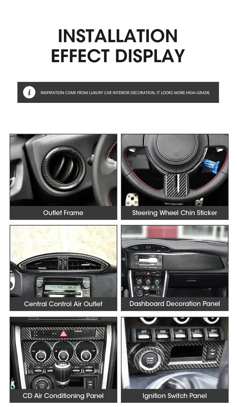 Toyota 86/ BRZ carbon fiber interior kit.