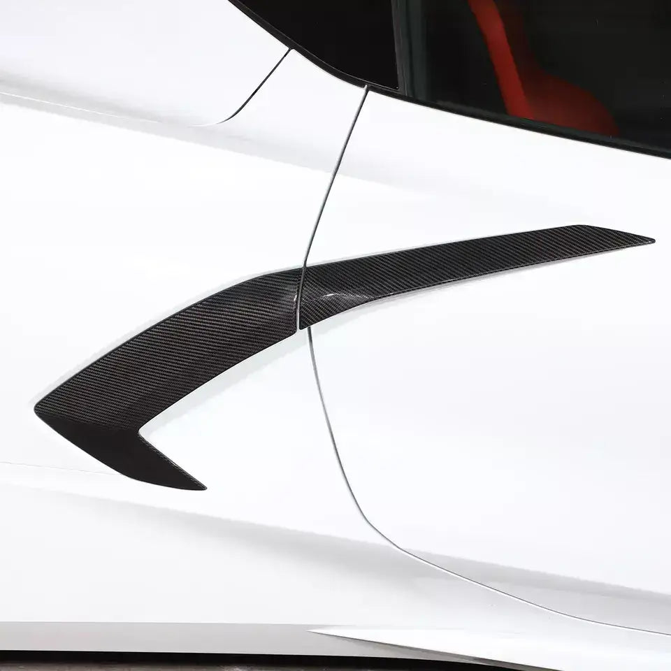 Carbon Fiber Side Fender Vent Door Garnish Trim - Corvette C8.