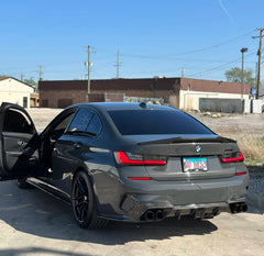Carbon Fiber C Style Rear Diffuser w/ LED -  BMW G20 3 Series 2019-2022.