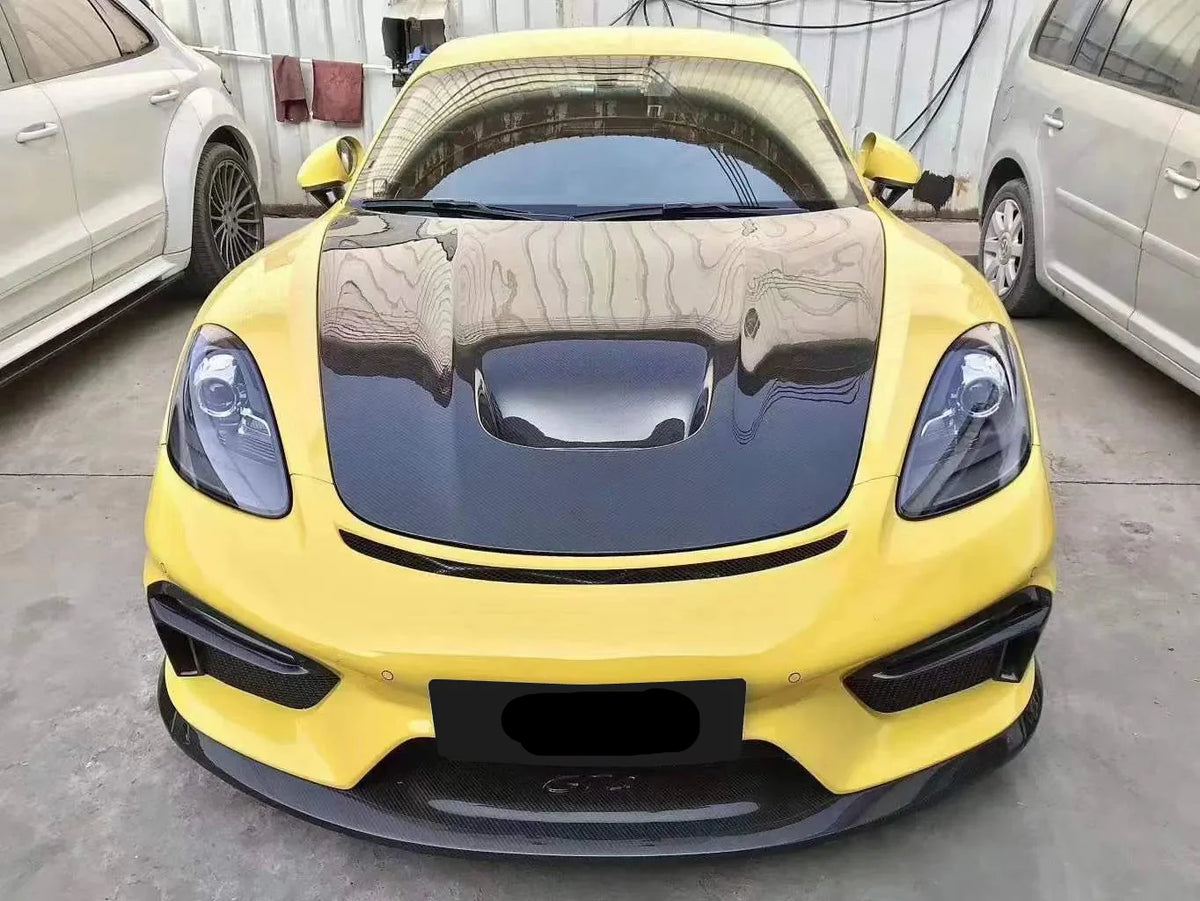 Carbon Fiber Vented GT4 Style Front Hood Bonnet - Porsche 718 Cayman /Boxster.