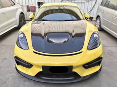 Carbon Fiber Vented GT4 Style Front Hood Bonnet - Porsche 718 Cayman /Boxster.