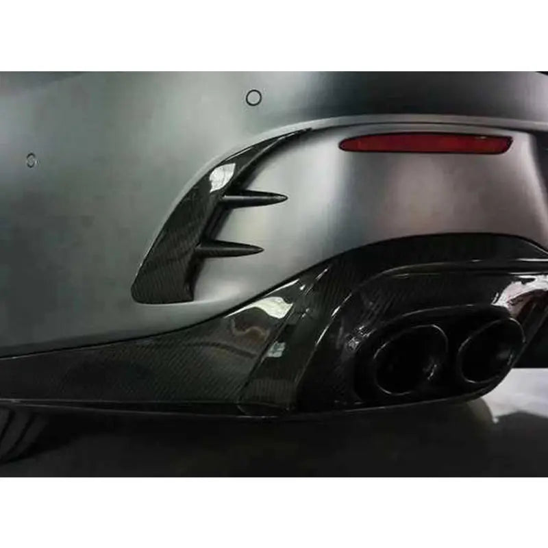 Carbon Fiber Rear Bumper Trim Fin Set - Mercedes BENZ AMG C43 W205 Coupe.