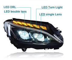 AMG C63 Style Full LED Headlight - 2015-2018 Mercedes Benz W205 C Class 4D Sedan.