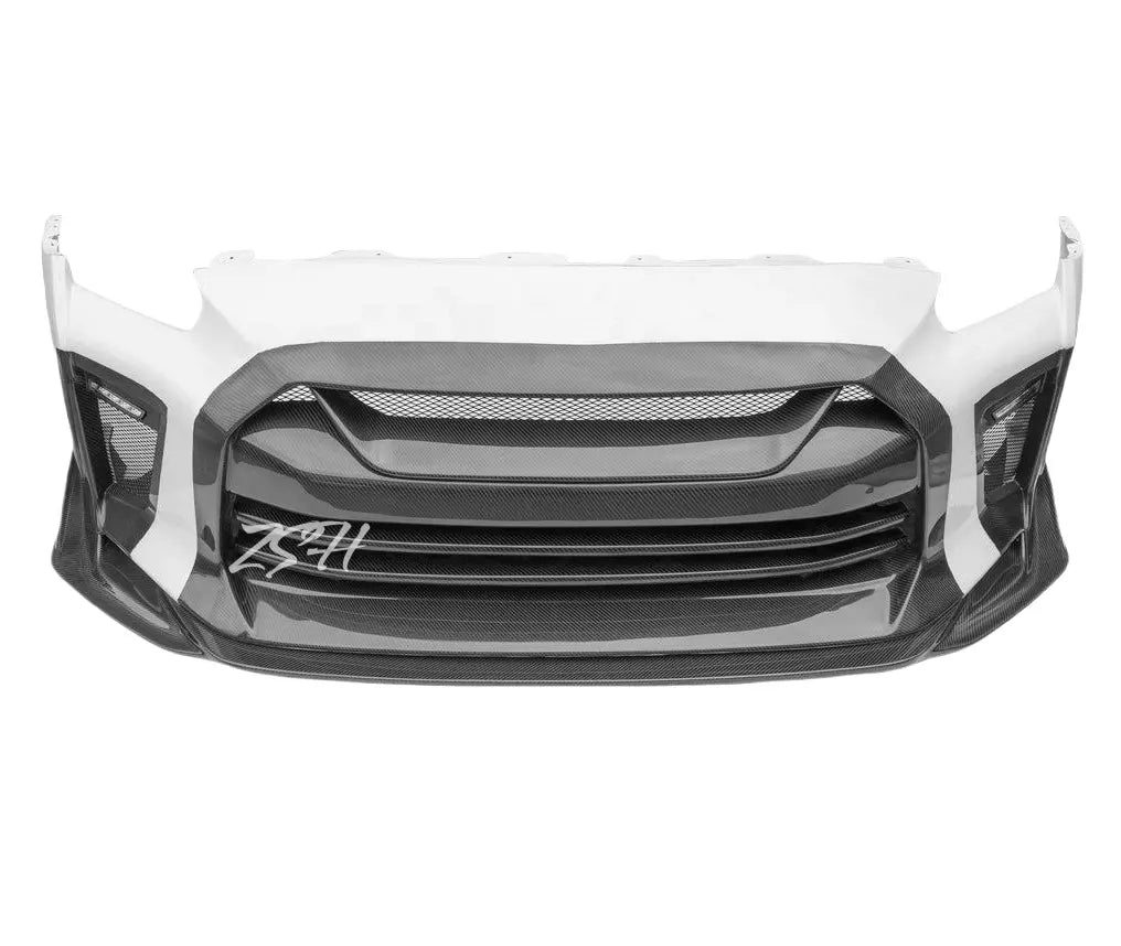 Top Secret Style Half Carbon Front Bumper - Nissan GT R35.