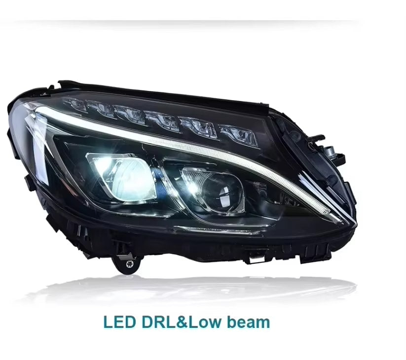 AMG C63 Style Full LED Headlight - 2015-2018 Mercedes Benz W205 C Class 4D Sedan.