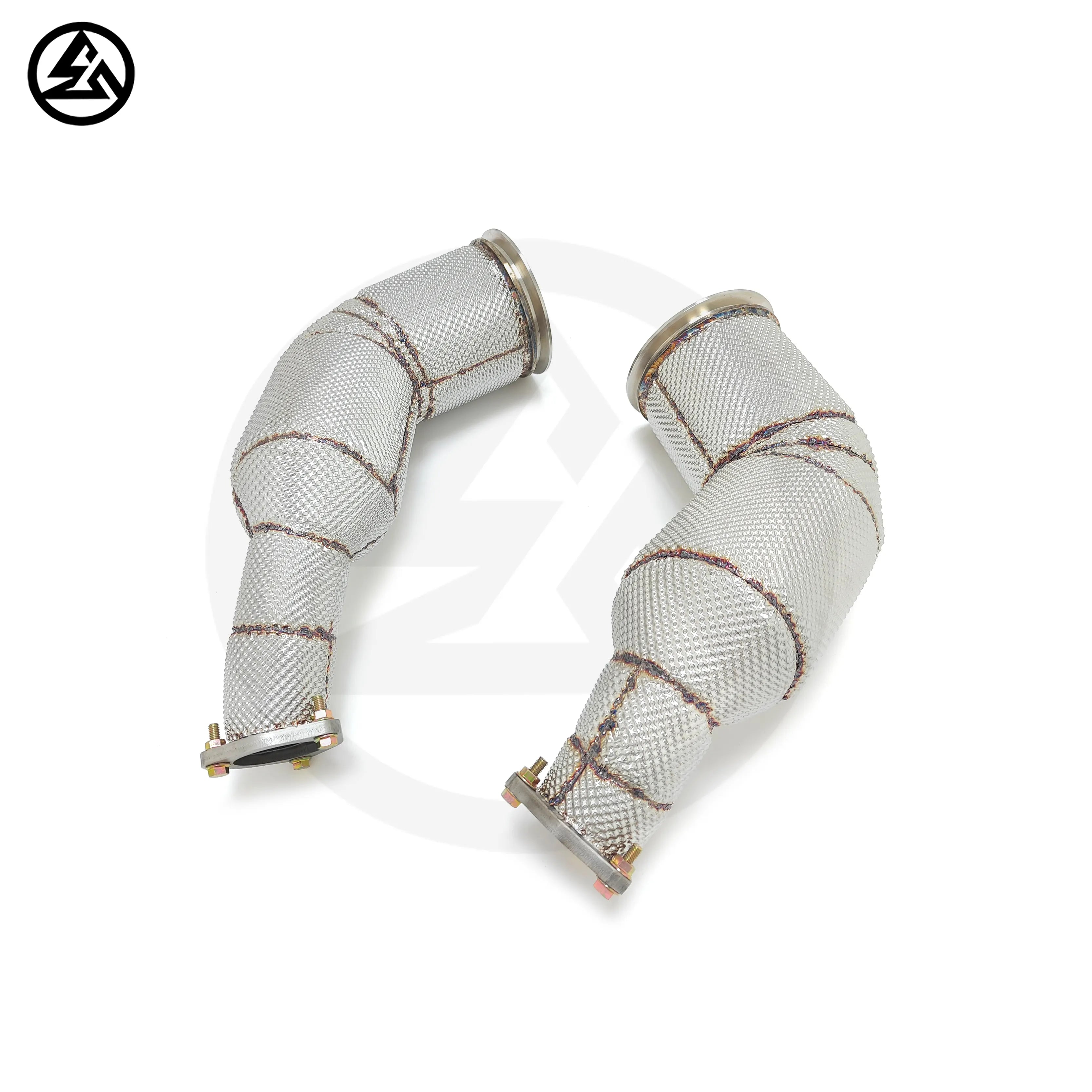 Catless Free Flow Performance Down Pipes w/ Heat Shield - Audi RS6 RS7 C8 4.0TT 2019-2024.