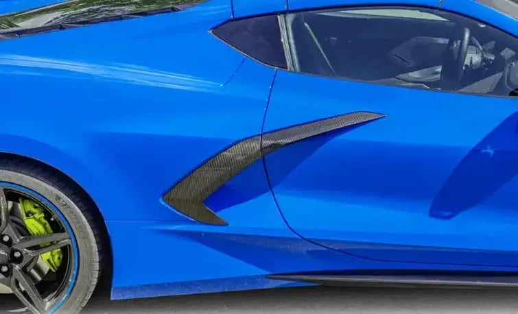 Carbon Fiber Side Fender Vent Door Garnish Trim - Corvette C8.