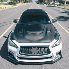 Vented Carbon Fiber Engine Hood - Infiniti Q50.