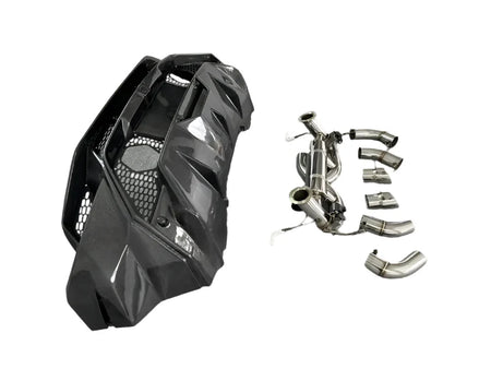 Tecnica Style Carbon Fiber Rear Bumper w/ Exhaust - Huracan LP610 LP580 EVO.