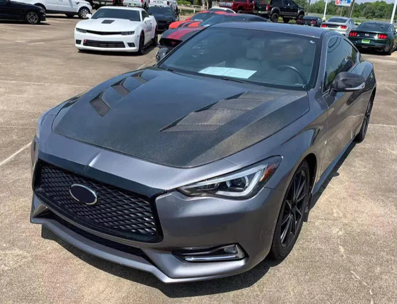 Carbon Fiber Front Engine Vented Hood - 2016+Infiniti Q60.