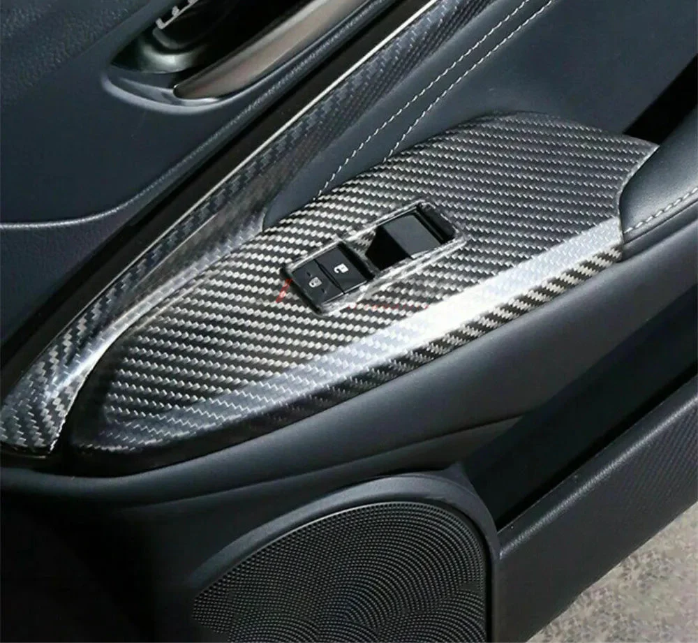Carbon Fiber Window Switch Lift Lock Panel Trim Cover - Lexus RC RC200t RC300 RC350 RC-F SPORT 2015-2019.