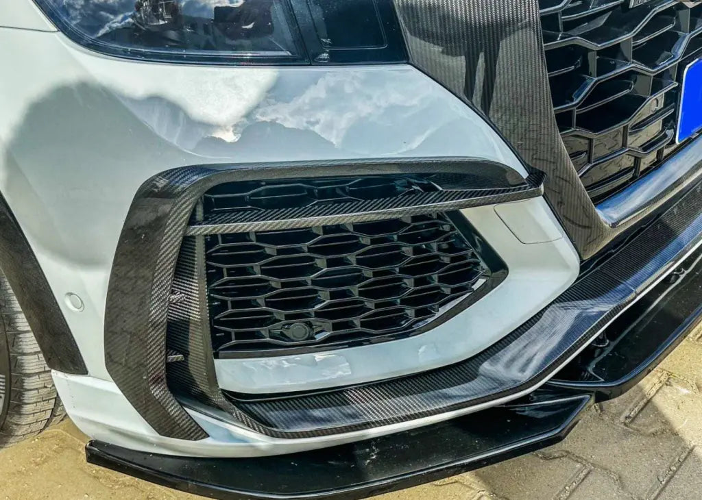 Carbon Fiber Front Bumper Apron Fins - Audi RSQ8 RS Q8 2020 2021.