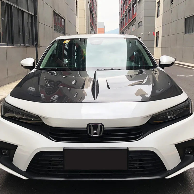 Carbon Fiber Front Engine Bonnet Vented Hood V1 - Honda Civic 11th Gen 2022-2024.
