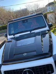 Carbon Fiber Front Hood Bonnet W/ Transparent Glass Hood for Mercedes Benz G Wagon W464 G550 G63 G500.