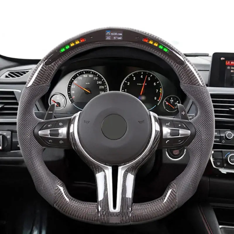 M Performance Carbon Fiber Steering Wheel w/ LED race display - BMW F Chassis.