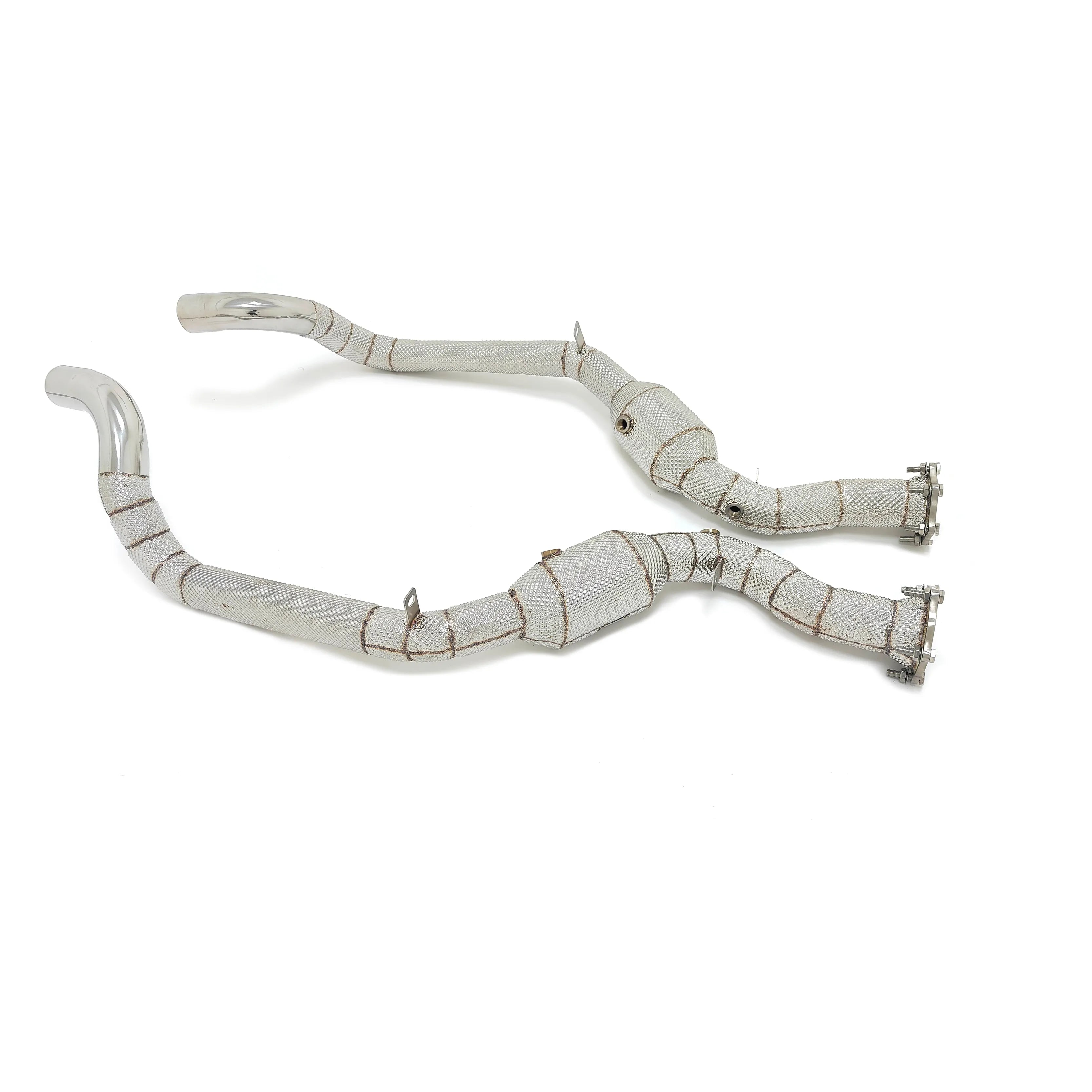 High Flow Sport Cat Downpipe w/ Heat Shield - Porsche Panamera Turbo/Turbo S 970 V8 4.8T.