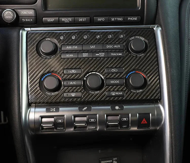 Carbon Fiber Interior Climate and Volume Button Control Panel Trim - Nissan GTR R35 2008-2016.