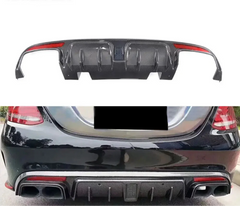 Carbon Fiber Rear Diffuser w/ LED - Mercedes Benz C300 C400 C450 C43 C63 AMG Sedan 4-Door 15-17.