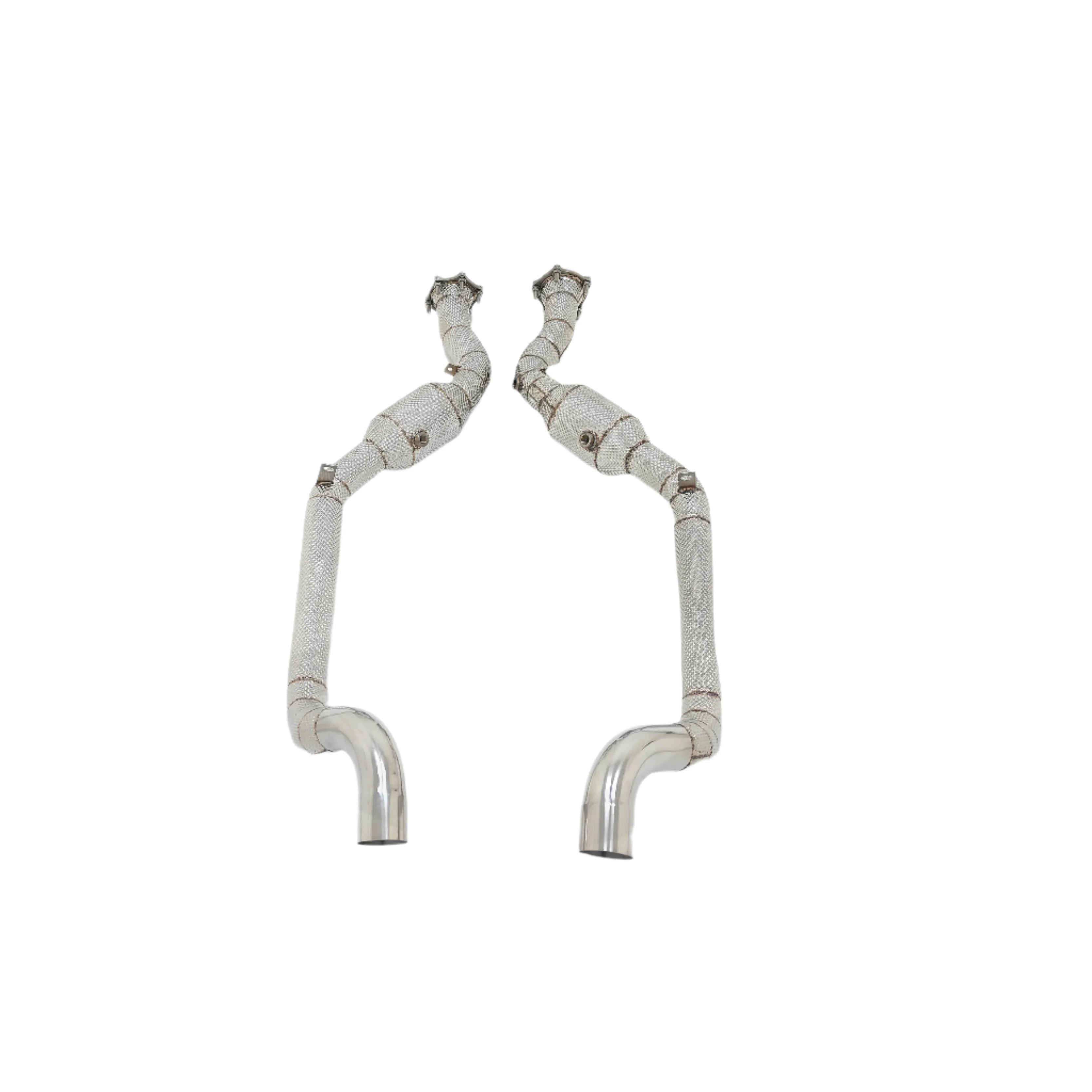 High Flow Sport Cat Downpipe w/ Heat Shield - Porsche Panamera Turbo/Turbo S 970 V8 4.8T.