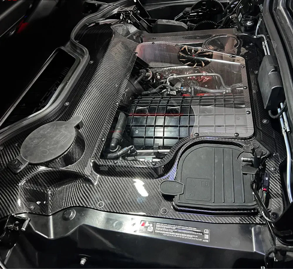 Prepreg Carbon Fiber Engine Bay Cover - Corvette C8 Z51 Z06 HTC Convertible 2020-2023.