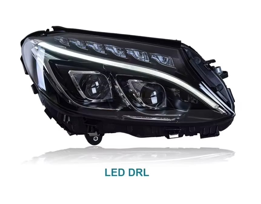 AMG C63 Style Full LED Headlight - 2015-2018 Mercedes Benz W205 C Class 4D Sedan.