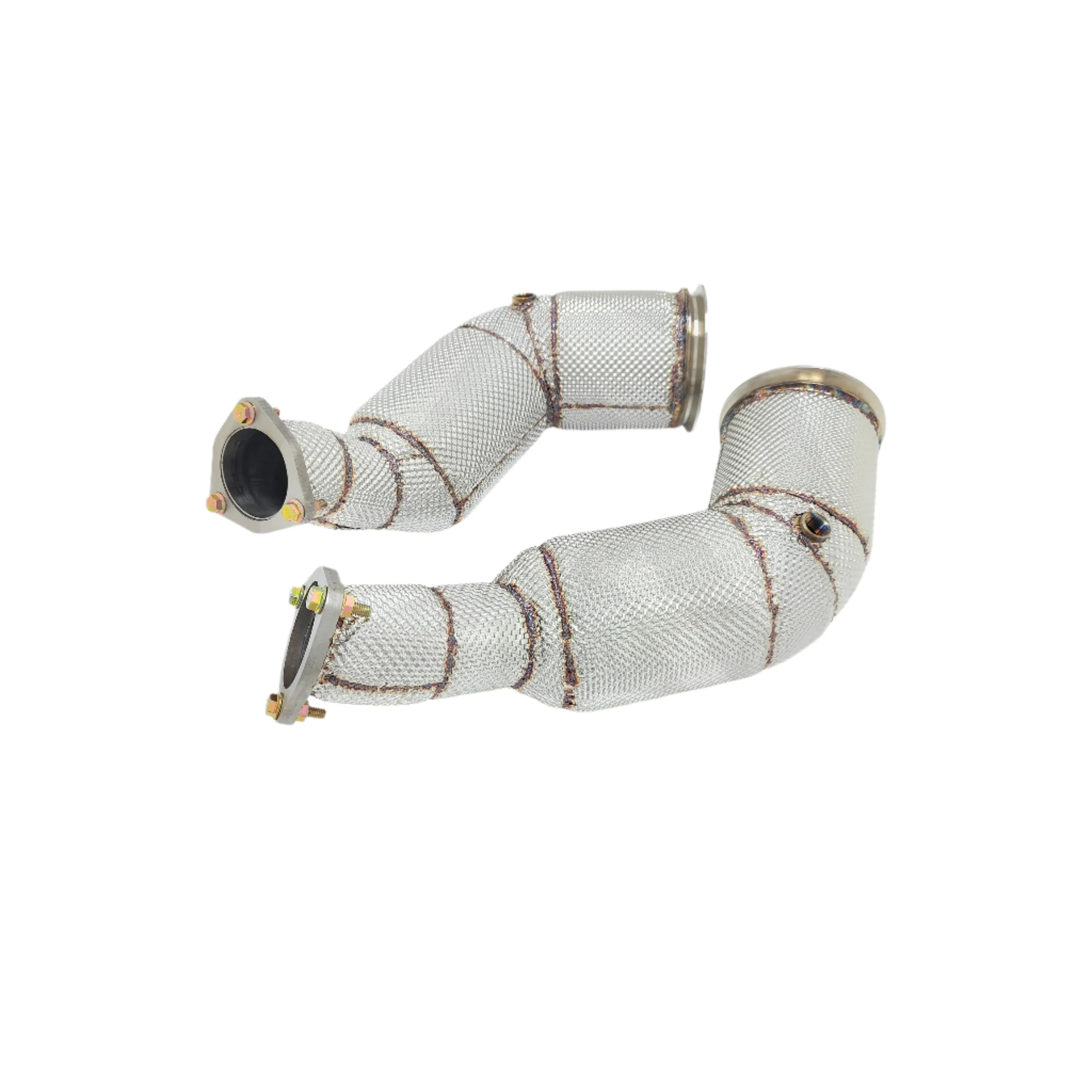 Catless Free Flow Performance Down Pipes w/ Heat Shield - Audi RS6 RS7 C8 4.0TT 2019-2024.