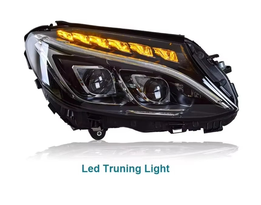 AMG C63 Style Full LED Headlight - 2015-2018 Mercedes Benz W205 C Class 4D Sedan.