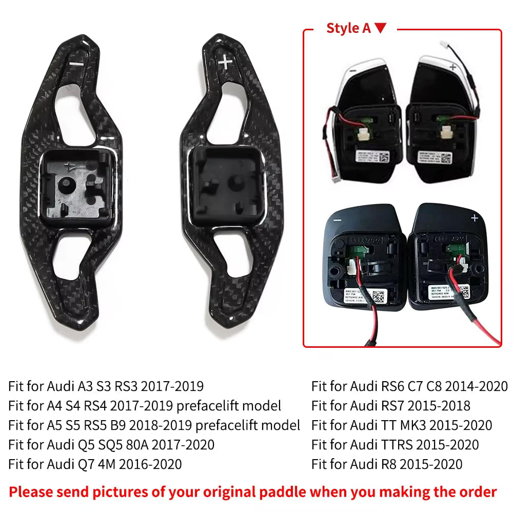 Carbon Fiber Paddle Shifters - lamborghini Urus / Audi A3 S3 RS3 A4 S4 A5 S5 A6 S6 A7 S7 A8 R8 Q3 Q5 Q7 TT TTS TTRS SQ5 B9