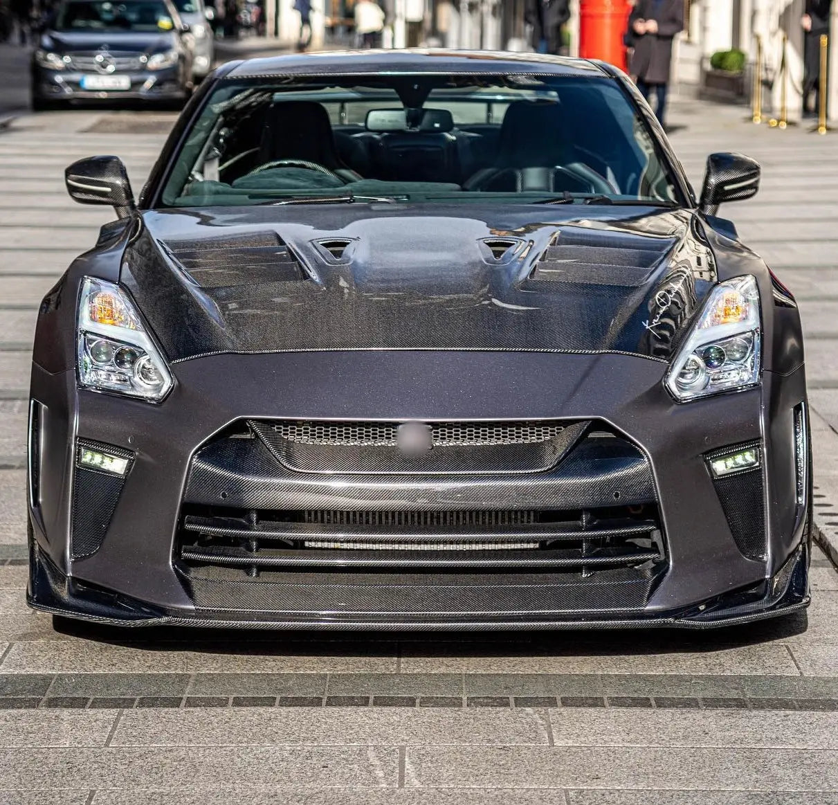 Top Secret Style Half Carbon Front Bumper - Nissan GT R35.