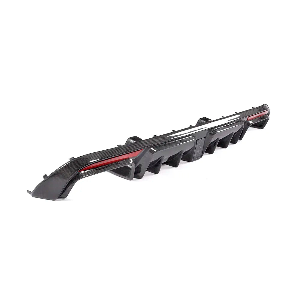 Carbon Fiber Rear Diffuser w/ LED - Mercedes Benz C300 C400 C450 C43 C63 AMG Sedan 4-Door 15-17.