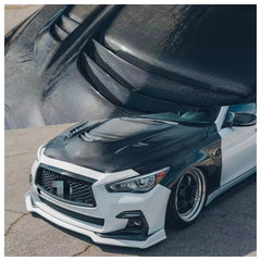 Vented Carbon Fiber Engine Hood - Infiniti Q50.