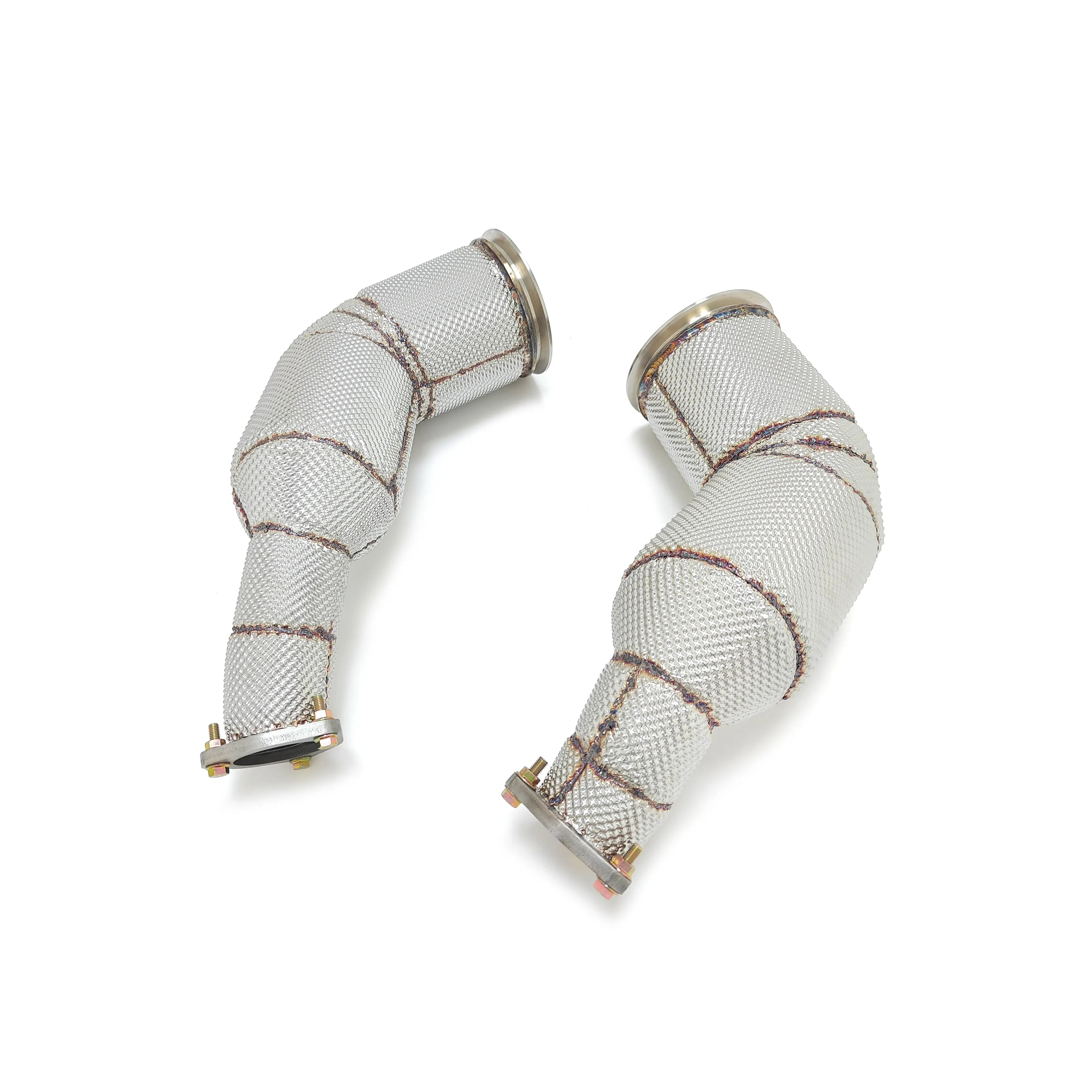 Catless Free Flow Performance Down Pipes w/ Heat Shield - Audi RS6 RS7 C8 4.0TT 2019-2024.