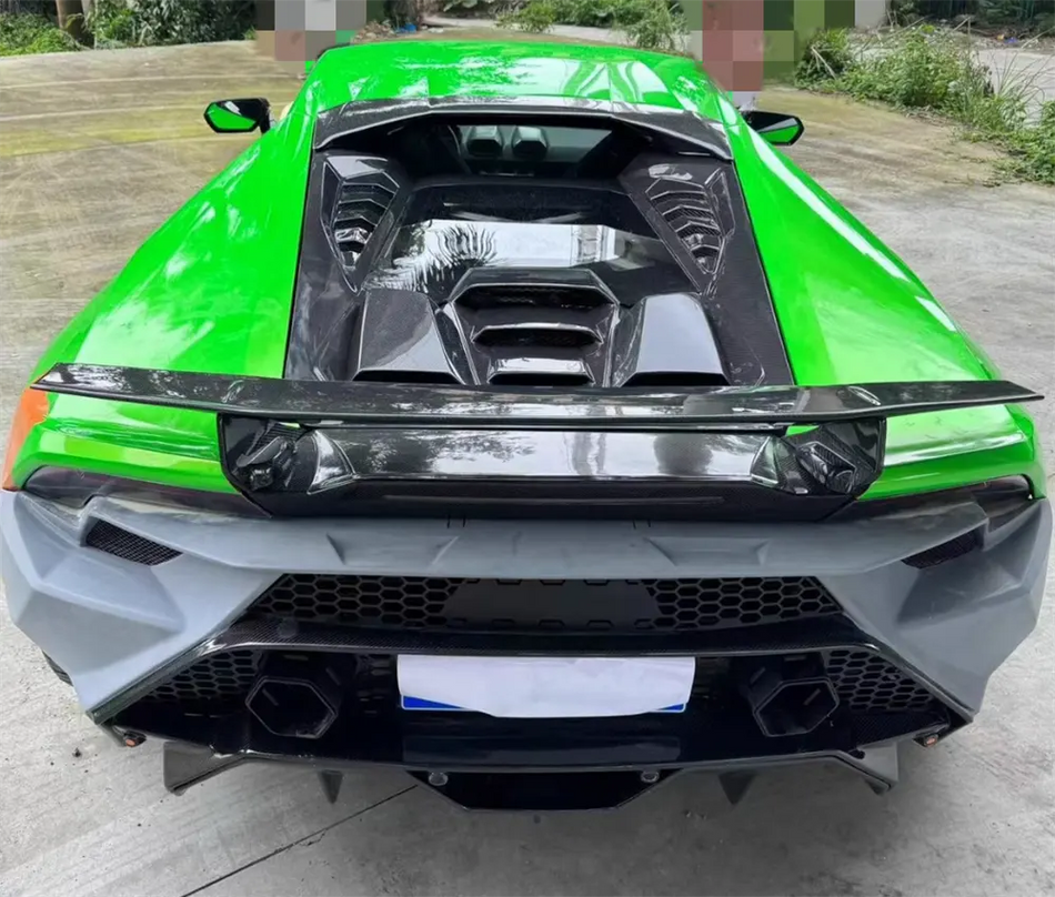 Tecnica Style Carbon Fiber Rear Engine Cover w/ Wing - Lamborghini Huracan LP580 LP610.