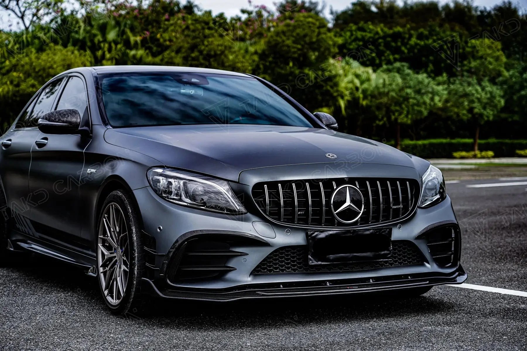 Carbon fiber TK Style front lip - Mercedes Benz AMG C Class C43 Coupe 2019-2023.