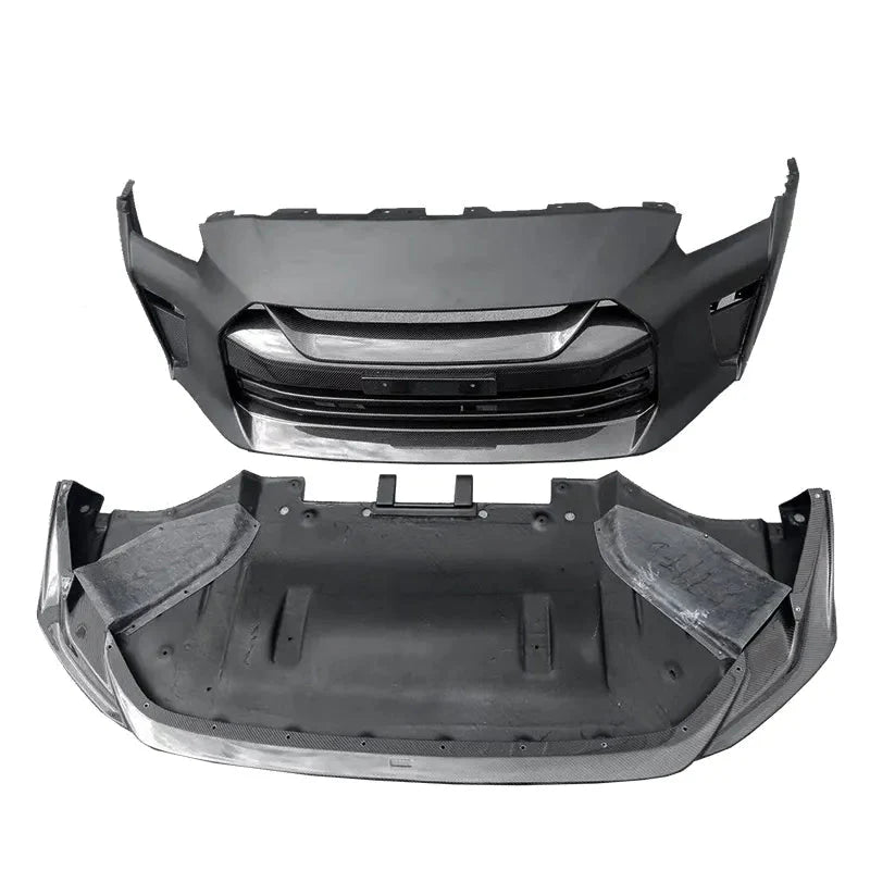 TS Style Carbon Fiber Front Bumper w/ lip - Nissan GTR R35.